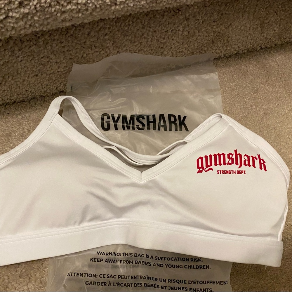 Gymshark White sports Bra with Red Logo